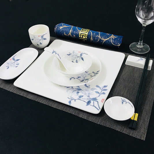 Chinese Restaurant Hotel Set Table Ceramic Dishes Tableware Set