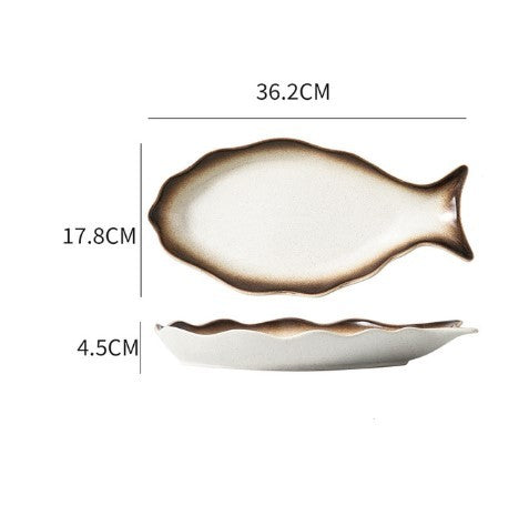 Commercial Hotel Large Size Steamed Fish Plate Japanese Household Ceramic Tableware